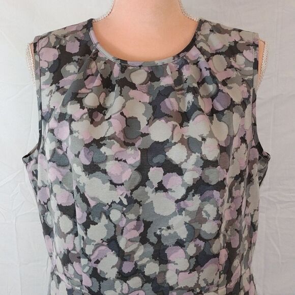 Y2K LOFT Ann Taylor Grey Lilac Spotted Sheath Mini Dress Plussize 14 - Picture 2 of 14